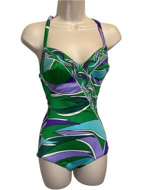 vintage 60s perfection fit by roxanne pucci style print swimsuit
